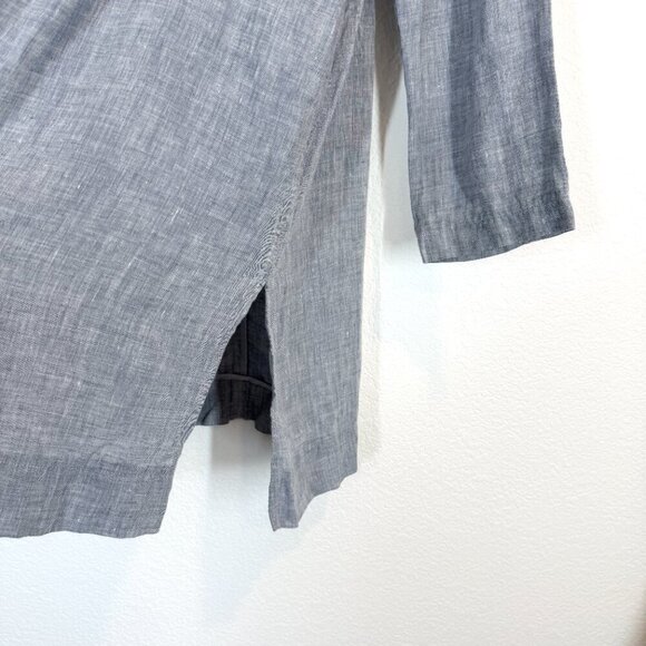 Eileen Fisher Linen Jacket Gray Blue Cardigan Lagenlook Capsule Classic Small - Picture 7 of 11
